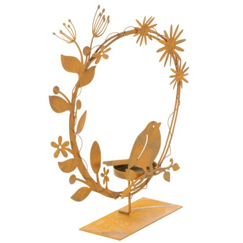 Madaras díszvirágos mécsestartó rozsdahatású 24×27×6cm vétel | Floristik24.hu