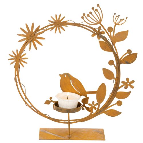 Madaras díszvirágos mécsestartó rozsdahatású 24×27×6cm | Floristik24.hu