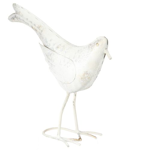 Floristik24 Madárdísz fém fehér arany vintage színben, 29 cm x 24,5 cm