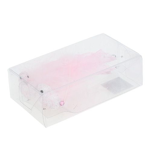 Floristik24 Bird on clip 14cm rózsaszín, csillám 2db