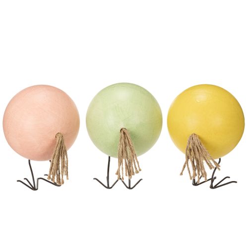 tételeket Dekoratív csirkefigurák, mint vidám tavaszi és húsvéti látványosságok, 12 cm, 3 darab