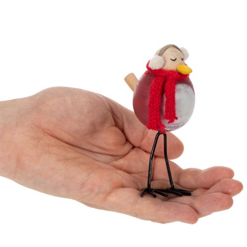 Dekoratív madárfigura sállal, téli dekorációval, 11 cm, 4 darab | Floristik24.hu
