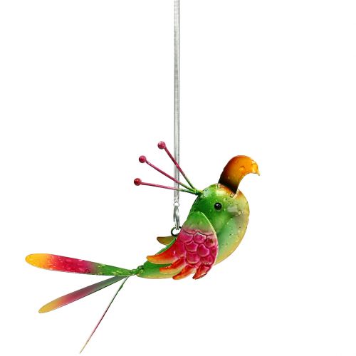Floristik24 Akasztható madár zöld, rózsaszín, narancssárga 18,5 cm
