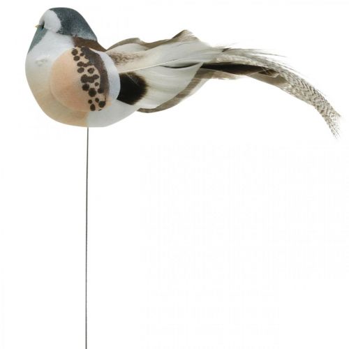 Floristik24 Madárdísz, madarak dróton, rugós dekoráció kék, barna H3,5cm 12db