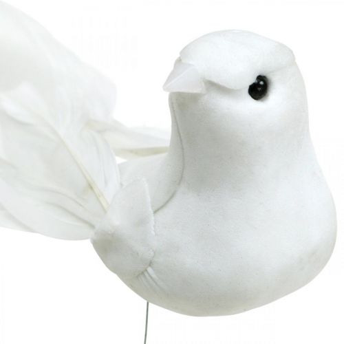 Fehér galambok, esküvői, díszgalambok, madarak huzalon H6cm 6db