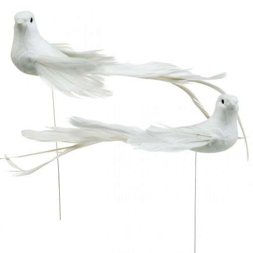 Fehér galambok, esküvői, díszgalambok, madarak huzalon H6cm 6db