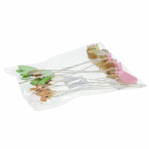 Floristik24 Dekoratív dugó madár fa zöld, rózsaszín, sárga, narancssárga válogatott 7cm x 4cm H24cm 16 db