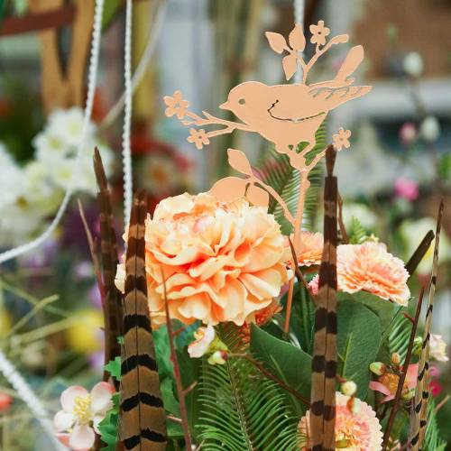 Floristik24 Madár bottal fém válogatott tarka H12cm 10db