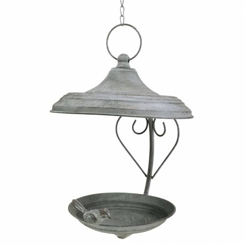 Floristik24 Madáretető akasztható fém szürke, rozsda, fehér mosott Ø21cm H27cm