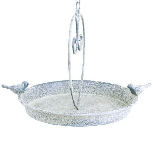 tételeket Birdbath fém dekoráció szív fehér kék függő Ø21,5 cm