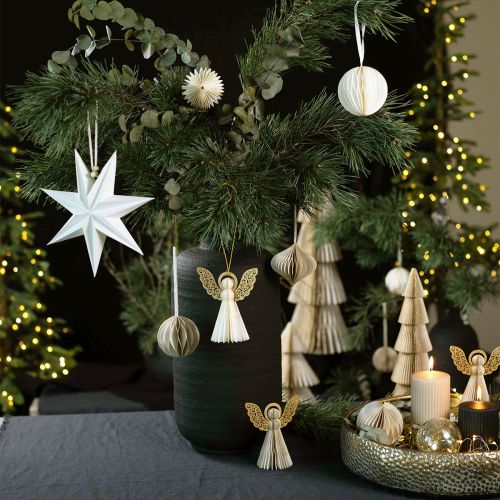 tételeket Méhsejt golyó méhsejt golyó Karácsonyi krém glitter Ø7cm 4db