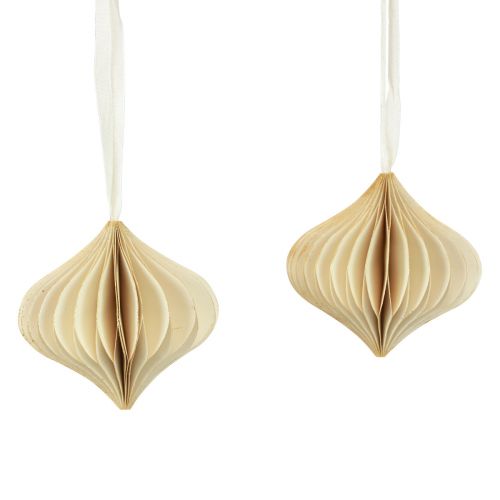 Floristik24 Méhsejt golyó méhsejt golyó hagymás krém fehér arany Ø8cm 4 db