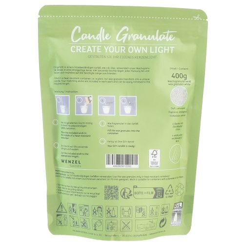 tételeket Viasz granulátum gyertya homok kanóccal citromfű illattal 400g