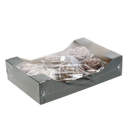 Floristik24 Wax rose champagne mix Ø10cm 6 db