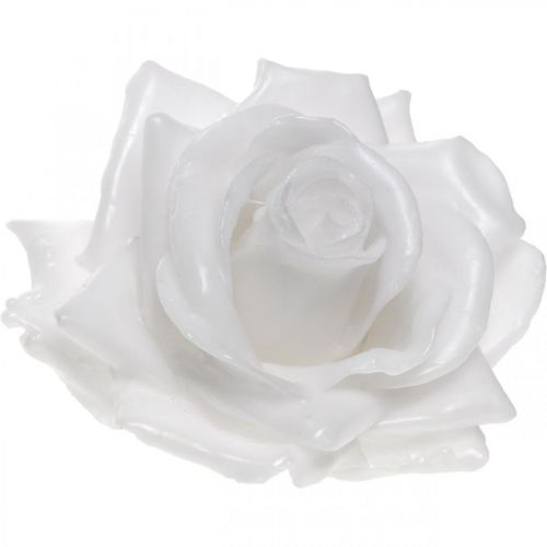 Floristik24 Viaszrózsa fehér Ø10cm Viaszított művirág 6db