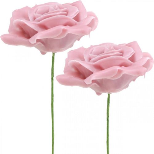 Floristik24 Viasz rózsák deco rózsák viasz rózsaszín Ø8cm 12db