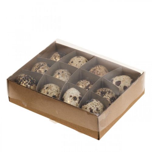 Floristik24 Fürjtojás Deco Blown Eggs Nature/Gold 3cm 12db