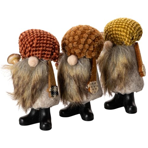 Gnóm figura szakállal és hegyes kalappal, 10cm, 3 darab