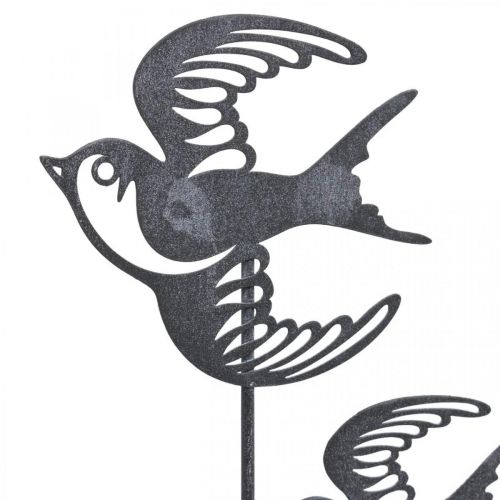 tételeket Fém díszítés akasztáshoz, fecskék, fali dekoráció Ezüst, mosott fehér H47,5cm