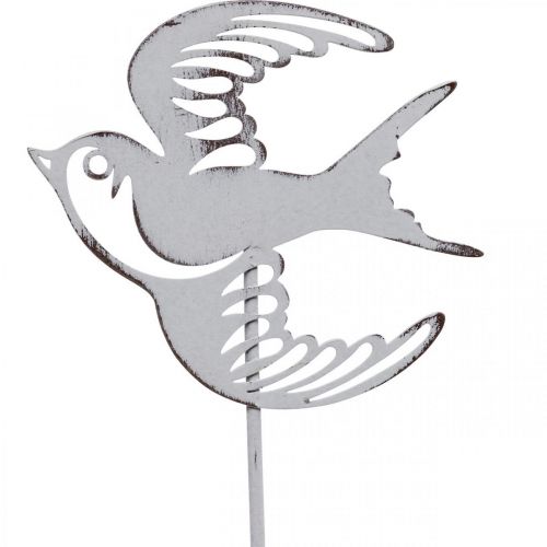 tételeket Fecskedísz, fémből készült fali dekoráció, akasztható madarak fehér, ezüst kopott chic H47,5 cm