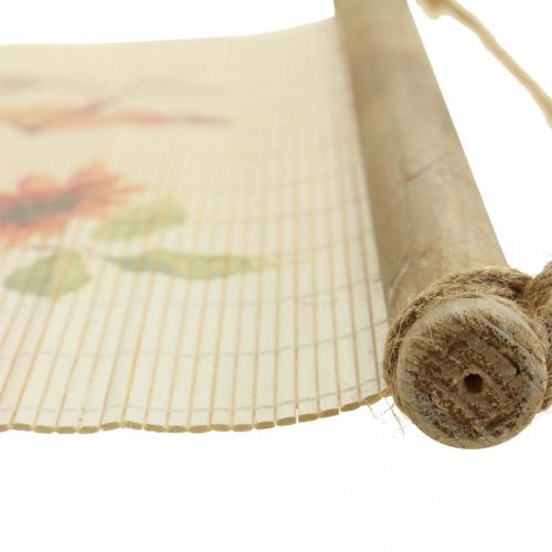 tételeket Virágdekorációs falikép, fa bambuszszőnyeg fali dekoráció jutazsinórral, Ma 44 x Sz 42 cm nappaliba