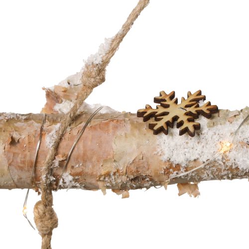 tételeket Karácsonyi fali dekoráció mikro LED tündérlámpákkal, kis fa hópelyhekkel és hófödte ágakkal H150cm