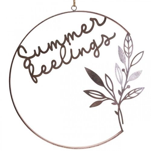 tételeket &quot;Nyári érzések&quot; faldekoráció, fém nyári dekoráció, Ø49cm, rózsaszín metál és türkiz