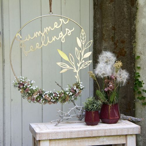 tételeket &quot;Nyári érzések&quot; faldekoráció, fém nyári dekoráció, Ø49cm, rózsaszín metál és türkiz