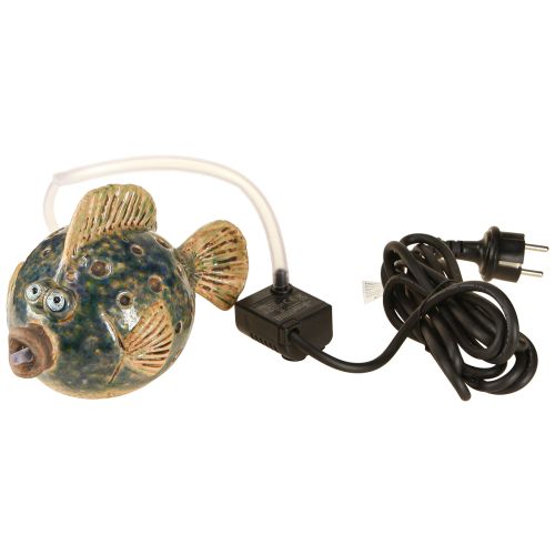 tételeket Vízköpő figura kerámia hal kék barna 20×11×13,5 cm