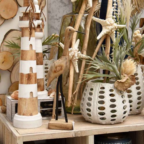 Floristik24 Fa gázló, álló daru, dekoratív madár natúr színű, fekete H40cm