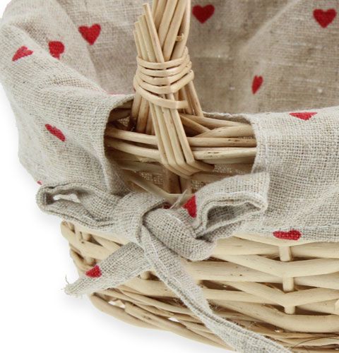 Floristik24 Kerek fonott kosár szövet betéttel 14 cm