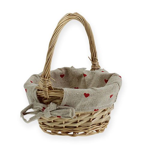 Floristik24 Kerek fonott kosár szövet betéttel 14 cm