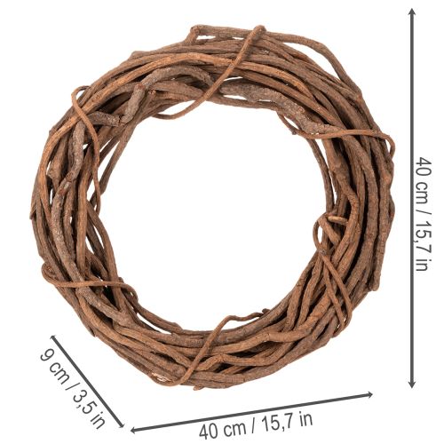 tételeket Természetes fűzfa koszorú virágkötészethez, 40 cm