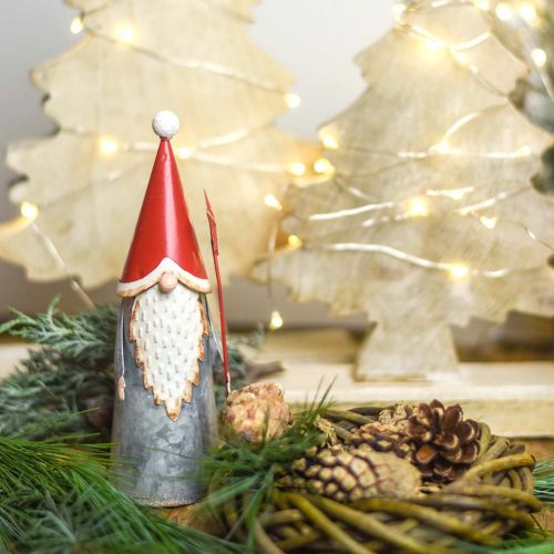 Floristik24 Karácsonyi manó csillaggal 18cm piros, szürke fém 2db