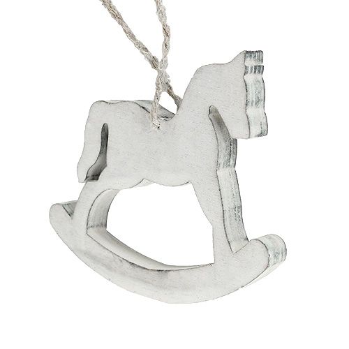 Floristik24 Karácsonyi dekoráció hintaló fehér mosott 12cm 6db