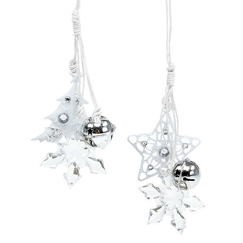 Floristik24 Karácsonyi medál csillag, karácsonyfa fehér 25cm 2db