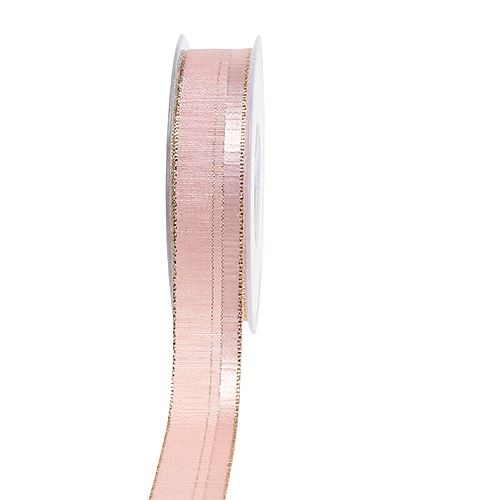 Floristik24 Karácsonyi szalag világos rózsaszín arany szegéllyel 25mm 20m