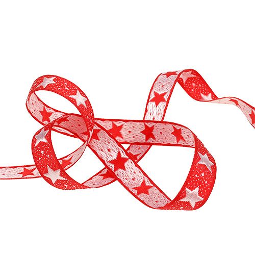 Floristik24 Karácsonyi szalag csillagokkal piros 15mm 20m