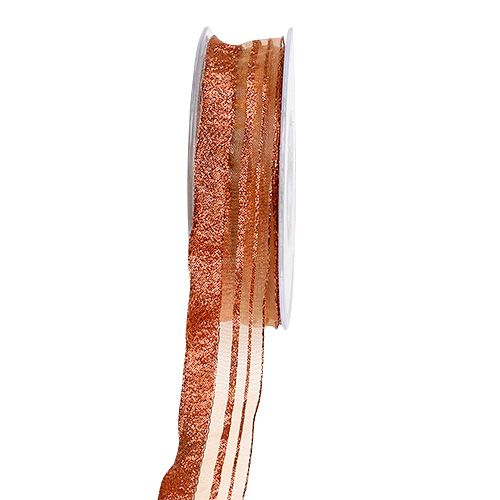 Floristik24 Karácsonyi szalag rézcsíkokkal 25mm 20m