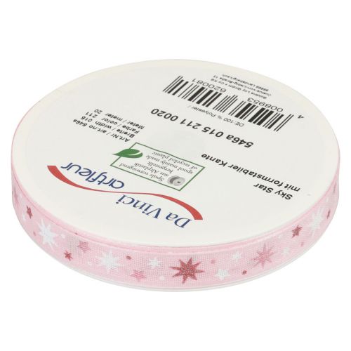 tételeket Szalag karácsonyi ajándék szalag rózsaszín csillagmintás 15mm 20m
