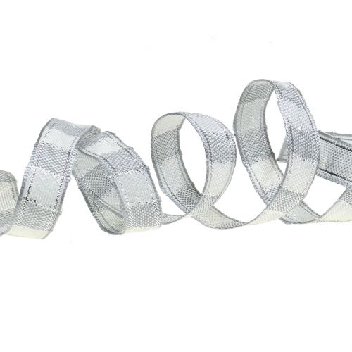 Floristik24 Karácsonyi szalag szürke 15mm 15m