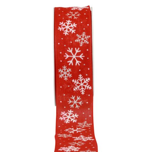 tételeket Karácsonyi szalag piros hópelyhek ajándék szalag 40mm 15m