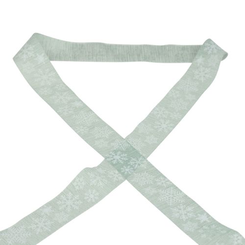 Floristik24 Karácsonyi szalag hópehely ajándék szalag világoszöld 35mm 15m