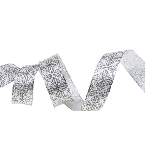 Floristik24 Karácsonyi díszszalag ezüst 25mm 18m