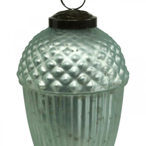 Floristik24 Karácsonyfa díszek makk üveg menta 11-14,5cm 3 db-os készlet