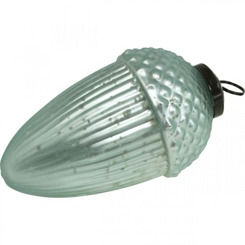 Floristik24 Karácsonyfa díszek makk üveg menta 11-14,5cm 3 db-os készlet