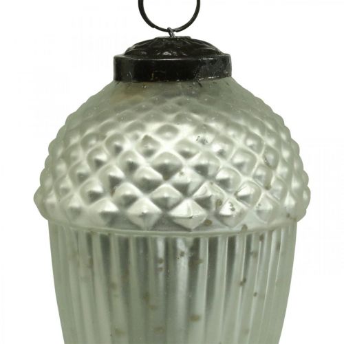 Floristik24 Karácsonyfa díszek makk üveg világoszöld 11-14,5cm 3 db-os készlet