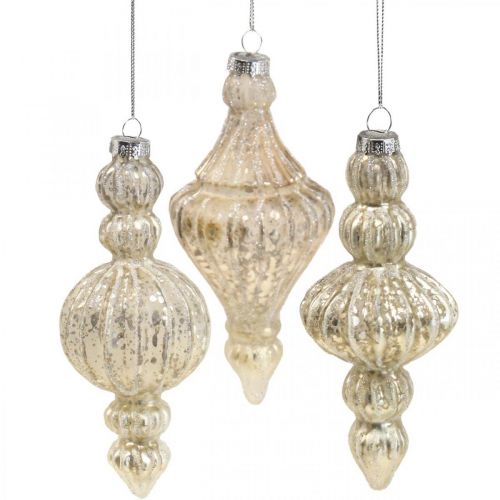 Karácsonyfadíszek üveg Karácsonyfadíszek vintage 15cm 3db