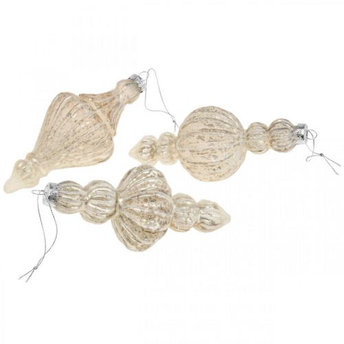 Floristik24 Karácsonyfadíszek üveg Karácsonyfadíszek vintage 15cm 3db