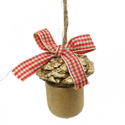 tételeket Karácsonyi dekoráció dekoratív makk fa karácsonyi medál 5cm 12 db